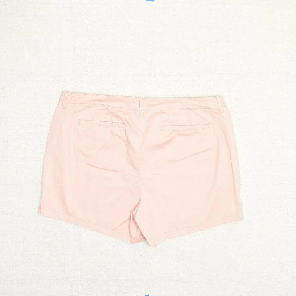 Lane Bryant Women Chino Shorts Solid Zip Cotton Blend Pink Size 22P